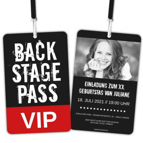 Backstage Pass als VIP Einladungskarten