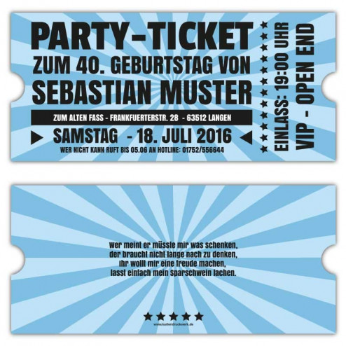 Retro Einladungskarten zum Geburtstag als Ticket VIP Oktoberfest