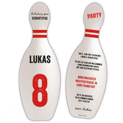 Einladungen Kindergeburtstag Bowling Pin