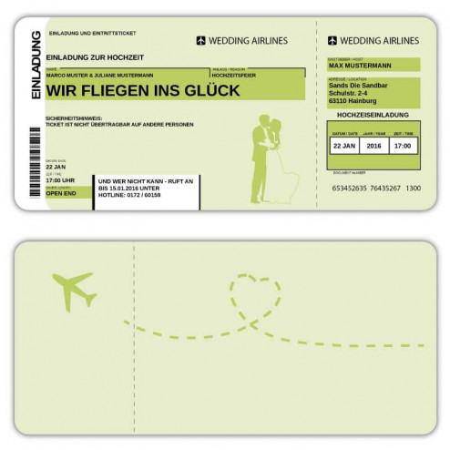 Einladungskarte als Flugticket Boarding Pass 