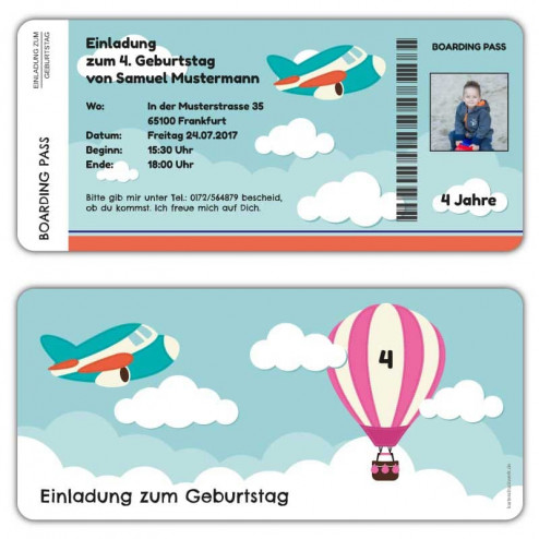 Einladungskarten zum Kindergeburtstag als Boarding Pass