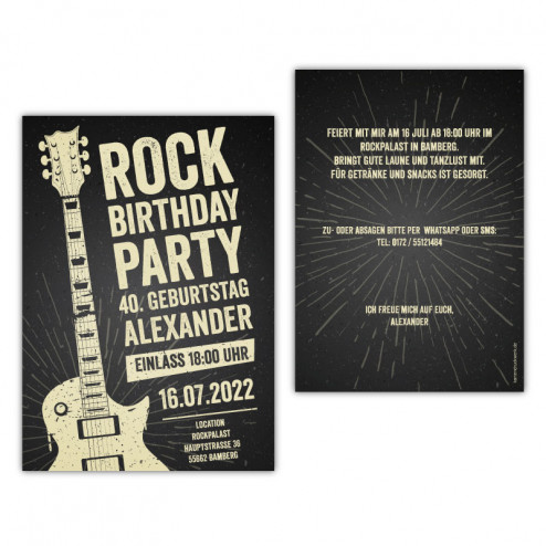 Einladungskarten Rockparty