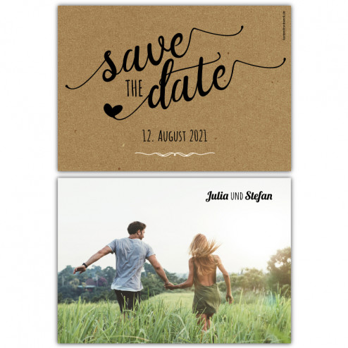 Save the Date Postkarte Kraftpapier vintage