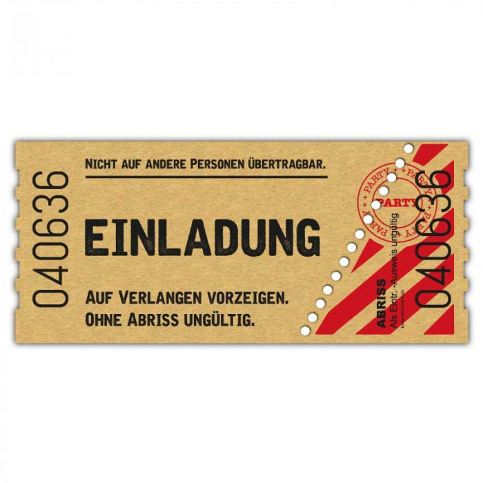 Einladung Kinokarte zum Geburtstag Vintage Ticket Eintrittskarte