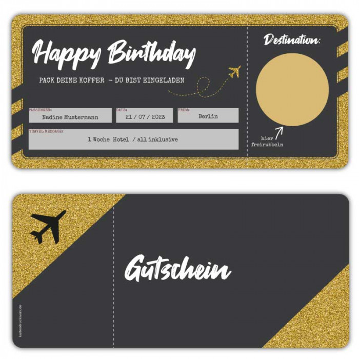 Reisegutschein Flugticket zum rubbeln - selbst gestalten