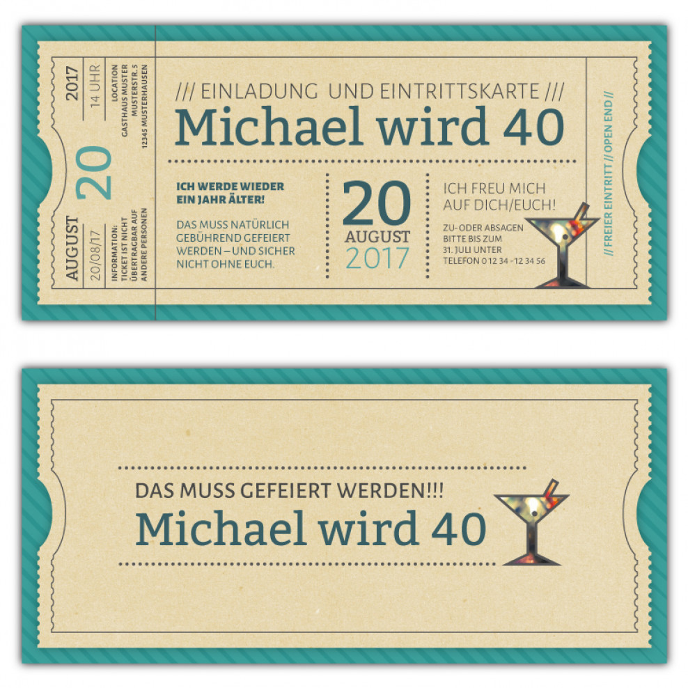 Geburtstagseinladungskarten Als Party Vintage Ticket