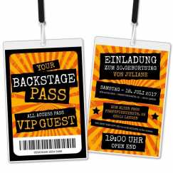 Einladungskarte als Backstage Pass VIP