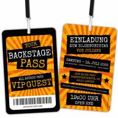 Einladungskarte als Backstage Pass VIP