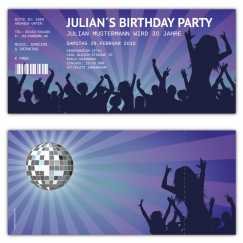 Einladungskarten als Retro Party Ticket
