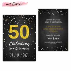 Einladungskarten 50 Geburtstag mit Glitzer
