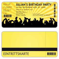 Einladungskarten zum Geburtstag als Eintrittskarte Konzertkarte Ticket  Einladung Retro