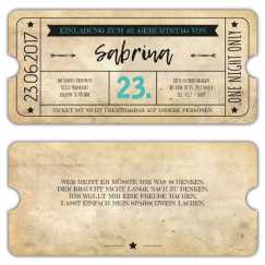 Einladungskarte als Eintrittskarte im Vintage Design