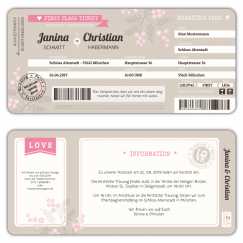 Hochzeitseinladung Flugticket Boarding Pass