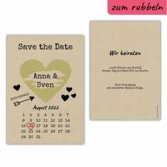 Save the Date Rubbelkarte Kraftpapier Vintage