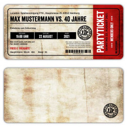 Einladung zum. Geburtstag Vintage Ticket