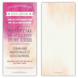 Einladung zum Geburtstag als Eintrittskarte, Vintage, Ticket