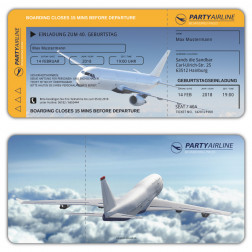 Einladungskarte als Flugticket Boarding Pass