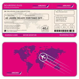 Einladungskarte als Flugticket Boarding Pass 