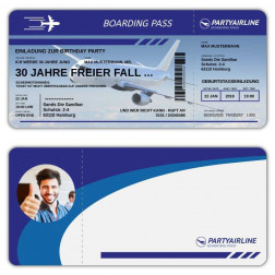 Einladungskarte als Flugticket Boarding Pass mit Bild