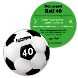 Fussball Einladung als Ball (rund)