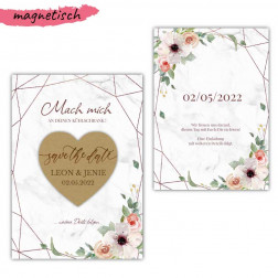 Save the Date Karte mit Magnet Herz