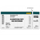 Einladungskarte zum Geburtstag als Eintrittskarte, Ticket, Konzertkarte, Partyticket  perforation