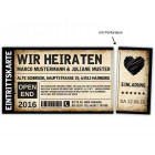 Einladungskarten Hochzeit als Ticket Eintrittskarte Einladung Karte Vintage mit Herz