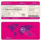 Einladungskarten Flugticket  Geburtstag  Ticket  Einladung  Karte Boarding Pass pink