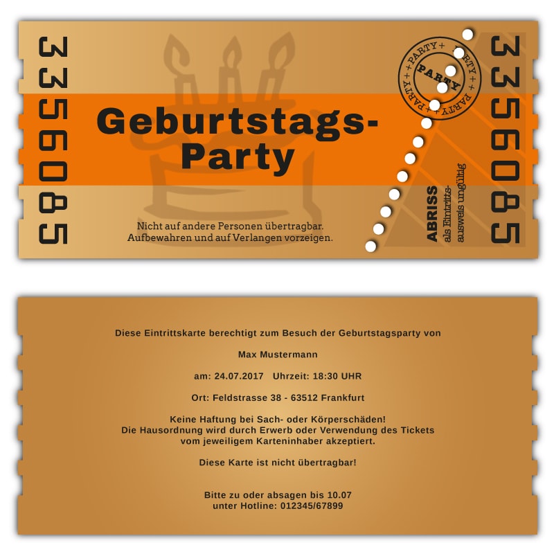 Einladungskarten Geburtstag Eintrittskarte Partyeinladung Partykarten 35 40 45